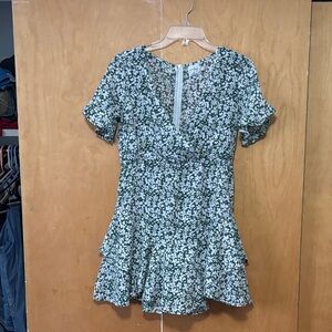 Floral Green Mini Dress